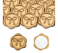 Aiviman Bow Wax Seal Stickers,50Pcs Gold Self Adhesive Envelope Seal Stickers,Great for Gift Wrapping,Wedding Invitation,Birthday Party,Card Envelopes Decor