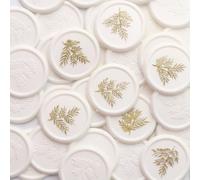 Aiviman Fern Leaf Wax Seal Stickers,25Pcs White Self Adhesive Envelope Seal Stickers,Great for Gift Wrapping,Wedding Invitation,Valentine's Day,Christmas