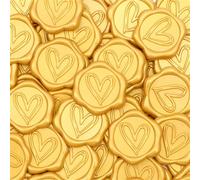 Aiviman Heart Wax Seal Stickers,100Pcs Gold Self Adhesive Envelope Seal Stickers,Great for Wedding Invitation,Birthday Party,Valentine's Day,Christmas