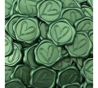 Aiviman Heart Wax Seal Stickers,100Pcs Pine Green Self Adhesive Envelope Seal Stickers,Great for Gift Wrapping,Wedding Invitation,Valentine's Day,Christmas