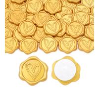 Aiviman Heart Wax Seal Stickers,50Pcs Gold Self Adhesive Envelope Seal Stickers,Great for Wedding Invitation,Birthday Party,Valentine's Day,Christmas