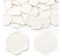 Aiviman Heart Wax Seal Stickers,50Pcs White Self Adhesive Envelope Seal Stickers,Great for Gift Wrapping,Wedding Invitation,Valentine's Day,Christmas
