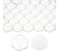 Aiviman Heart Wax Seal Stickers,50Pcs White Self Adhesive Envelope Seal Stickers,Great for Wedding Invitation,Birthday Party,Valentine's Day,Christmas