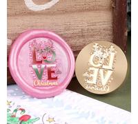 Aiviman Love Wax Seal Stamp,Vintage Sealing Wax Stamp 25mm Removable Brass Stamp Head with Wooden Handle for Wine Packages,Card Envelopes Invitations,Christmas