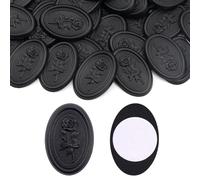 Aiviman Rose Oval Wax Seal Stickers, 50Pcs Black Self-Adhesive Envelope Seal Stickers Great for Gift Wrapping,Wedding Invitation,Valentine's Day,Christmas