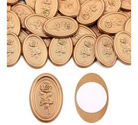 Aiviman Rose Oval Wax Seal Stickers, 50Pcs Gold Self-Adhesive Envelope Seal Stickers Great for Gift Wrapping,Wedding Invitation,Valentine's Day,Christmas