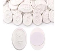 Aiviman Rose Oval Wax Seal Stickers, 50Pcs White Self-Adhesive Envelope Seal Stickers Great for Gift Wrapping,Wedding Invitation,Valentine's Day,Christmas