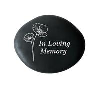 aiviwiai In Loving Memory Memorial Stone with Poppy Design - Decorative Stone for Garden or Grave, Remembrance Plaque for Loved Ones