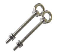 AIVOOF Shoulder Eye Bolt, 2 Pack M8 Stainless Steel Eye Bolts 4" Heavy Duty EyeBolts Screws in Eye Hooks with Washer and Nuts for Lifting and securing Cables Wires, Long Shank Thread Length 100mm