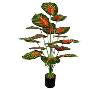 AIVORIUY Artificial Palm Tree Faux Silk Plant in Pot for Home Office Living Room Bedroom Stairs Foyer Modern Decor Indoor Outdoor Lifelike Fake Potted Housewarming Gifts (75cm Red Green Palm)