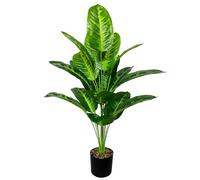 AIVORIUY Artificial Palm Tree Faux Silk Plant in Pot for Home Office Living Room Bedroom Stairs Foyer Modern Decor Indoor Outdoor Lifelike Fake Potted Housewarming Gifts (80cm Striped Banana)
