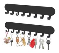 AIVORO Pack of 2 Key Rack with 8 Hooks, Key Rack No Drilling, Key Storage on the Wall, Key Holder, Hook Rail, Self-Adhesive, Key Holder for Wall Hooks Decor (Black)