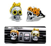Aivoya 2021 Creative Skull Car Fragrance Diffuser Cute Car Aromatherapy Vent Clips Resin Car Decor Car Perfume Air Freshener Perfume Clip Aroma Diffuser Decor（2-PCS）