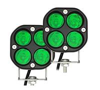 AIVYNA 3 Inch 40W Motorcycle LED Work Light Square Spot Beam Fog Light Bar 12V 24V for Jeep 4X4 Offroad Truck 2Pcs,Green
