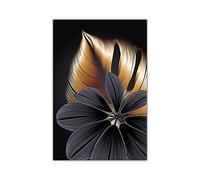 AIVYNA Abstract Blossom Flower Leaf Canvas Painting Wall Picture For Living Room Plant Wall Art Nordic Black Copper Poster Decor Frameless 60×80cm