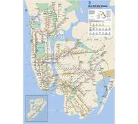AIVYNA City Tour Map Poster, Vintage Canvas Print Wall Art, Frameless, 80x60 cm, Glossy, New York Subway