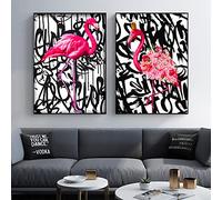 AIVYNA Graffiti Art Flamingo Canvas Painting Modern Animals Posters Prints Wall Art Picture Bedroom Home Decoration Frameless