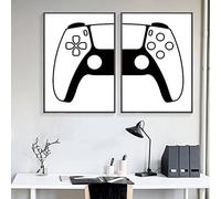 AIVYNA Pictures For Boys Room Wall Decoration Gamer Gaming Canvas Black White Wall Art Prints Playstation Game Controller Posters Decor Frameless