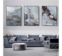 AIVYNA Wall Art Modern Abstract Blue Grey Marble Texture Pictures Canvas Paintings Posters Prints Living Room Bedroom Decor Frameless