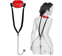 Aivyne Metal Anal Hook with Adjustable Leather Collar & Bondage Strap Restraints Set,Stainless Steel Anal Plug with BDSM Harness Sex Collar, Adult Bondaged Restraint Kit for Men or Women Bedroom Fun