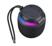 Aiwa BST-100 - Portable Bluetooth Speaker, 5 W, Waterproof IP66, Hands-Free, RGB Synchronised Light, Up to 8 Hours Playtime, USB-C, Compatible with Android/iOS/Windows - Black