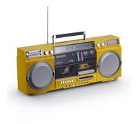 aiwa Retro Boombox CD Player with Cassette Recording, Bluetooth 5.0, FM/AM Radio, USB/SD/AUX Inputs, VU Meter, LCD Display, Dual 40W Speakers - Yellow