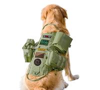 AIWAI Tactical Dog Harness with Pockets, No-Pull Adjustable Vest for Large & Medium Dogs, Reflective Service Dog Harness with Handle & Hook for Hiking, Training & Walking (Army Green, XL)
