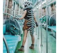 Aiwdeyi Halloween Costumes,Realistic Dinosaur Skeleton Costume Set,Halloween Outfits,Dinosaur Skull Headpiece And Spine Costume For Adult Cosplay，Realistic Skeleton Outfit with Skull
