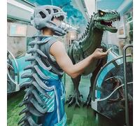Aiwdeyi Halloween Costumes,Realistic Dinosaur Skeleton Costume Set,Halloween Outfits,Dinosaur Skull Headpiece And Spine Costume For Adult Cosplay，Realistic Skeleton Outfit with Skull 75/115cm