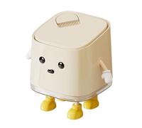 AIWE7D Cute Mini Trash Can with Lid and Brush, Push Lid, Dual Bin Hidden Bag, Small Square Waste Bin for Desk, Vanity, Bedroom, Bathroom, Kids Room (Standing)