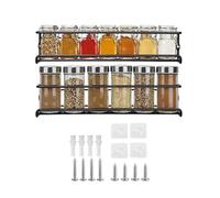 Aiweijia Spice Racks,2 Pack Spice Spice Rack Wall Mounted, with Adhensive Stickder & ScrewsMetal Seasoning Bottle Organizer for Kitchen, Countertop, Cupboard, Pantry