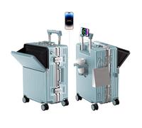 AIWEINY Hard Shell Luggage 20 Inch Travel Luggage, Carry-On Luggage Spinner TSA with Lid, PC+ABS Aluminum Frame，Lightweight Travel Luggage 20'' 24'' 26''Carry-On, upgraded blue, 71.12 cm, Central