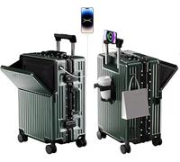 AIWEINY Suitcase Carry-on Luggage Spring-Summer Travel Airline Approved with TSA Lock, 360° Wheel, PC Hard Shell and Aluminum Frame Pressure-Resistant, Suitable for 20'' 24'' 26'' (Green, 24‘’)