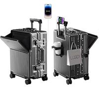 AIWEINY Suitcase Carry-on Luggage Spring-Summer Travel Airline Approved with TSA Lock, 360° Wheel, PC Hard Shell and Aluminum Frame Pressure-Resistant, Suitable for 20'' 24'' 26'' (Dark Gray, 24‘’)