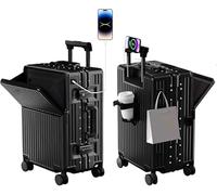 AIWEINY Suitcase Carry-on Luggage Spring-Summer Travel Airline Approved with TSA Lock, 360° Wheel, PC Hard Shell and Aluminum Frame Pressure-Resistant, Suitable for 20'' 24'' 26'' (Black, 24‘’)