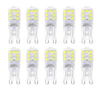 AIWEISI G9 LED not dimmable Transparent Bulb, 10 Led G9 AC 220V Cool White 6000K 3W Equivalent to 18W 20W 30W Halogen lamp [Energy Class A ++]