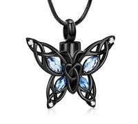 AIWENXI Butterfly Urn Necklace for Ashes Cremation Jewellery for Women Crystal Memorial Pendant Human Pet Ash Holder Keepsake Gift