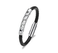 AIWENXI Cremation Jewellery for Ashes Nordic Viking PU Leather Urn Bracelet for Men Women Stainless Steel Keepsake Memorial Human Ash Bracelet Jewellery, 1.57, No gemstone