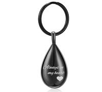 AIWENXI Cremation Key Ring for Ashes for Pets Always in My Heart Urn Locket Cremation Jewellery Tear Drop Memorial Stone Keepsake Keyring