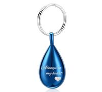AIWENXI Cremation Key Ring for Ashes for Pets Always in My Heart Urn Locket Cremation Jewellery Tear Drop Memorial Stone Keepsake Keyring