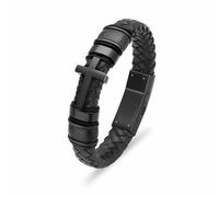 AIWENXI Cross Cremation Bracelet Jewellery Leather Bracelet Urn Bracelet for Ashes Stainless Steel Memorial Keepsake Pet Ash Holder Jewellery for Men Women, 1.57, Metal, No gemstone