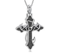 AIWENXI Cross Cremation Jewellery Fishhook Ash Necklaces for Men Women Celtic Monument Cremation Pendant Viking Pet Ash Memories Jewellery