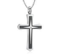 AIWENXI Cross Crystal Urn Necklace For Ashes Memorial Cremation Jewelry Stainless Steel Keepsake Pendant For Women Men With Adjustable Chain