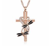 AIWENXI Cross Infinity Urn Necklaces for Men Women Dragonfly Cremation Jewelry for Ashes Stainless Steel Keepsake Memorial Ashes Pendant