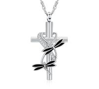 AIWENXI Cross Infinity Urn Necklaces for Men Women Dragonfly Cremation Jewelry for Ashes Stainless Steel Keepsake Memorial Ashes Pendant