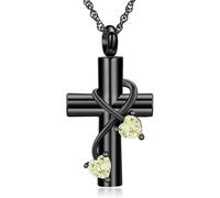AIWENXI Cross Urn Necklace for Ashes Stethoscope Cremation Necklace for Men Women Stainless Steel Cremation Memorial Ash Pendant for Dog/Cat Memories Necklaces