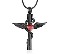 AIWENXI Cross Urn Necklaces for Ashes Snake Cremation Jewelry Stainless Steel Wing Memorial Ashes Holder Pet Keepsakes Necklaces for Men Women