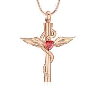 AIWENXI Cross Urn Necklaces for Ashes Snake Cremation Jewelry Stainless Steel Wing Memorial Ashes Holder Pet Keepsakes Necklaces for Men Women