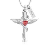 AIWENXI Cross Urn Necklaces for Ashes Snake Cremation Jewelry Stainless Steel Wing Memorial Ashes Holder Pet Keepsakes Necklaces for Men Women