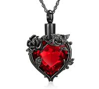 AIWENXI Crystal Cremation Jewellery Rose Flower Heart Urn Necklaces for Ashes for Women Memorial Human Ashes Pendant Keepsake Jewelry